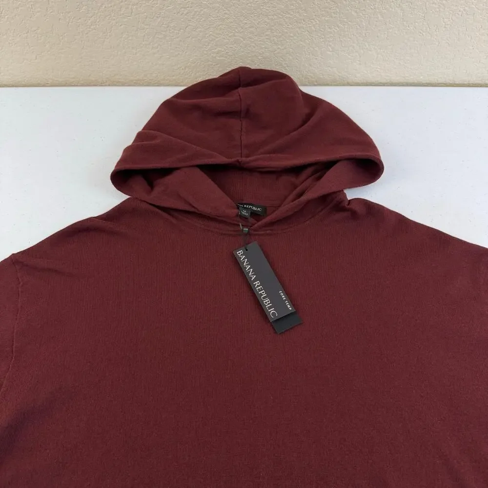 NEW Banana Republic Core Temp Easy Long Sleeve Sweater Hoodie Maroon Mens Size M